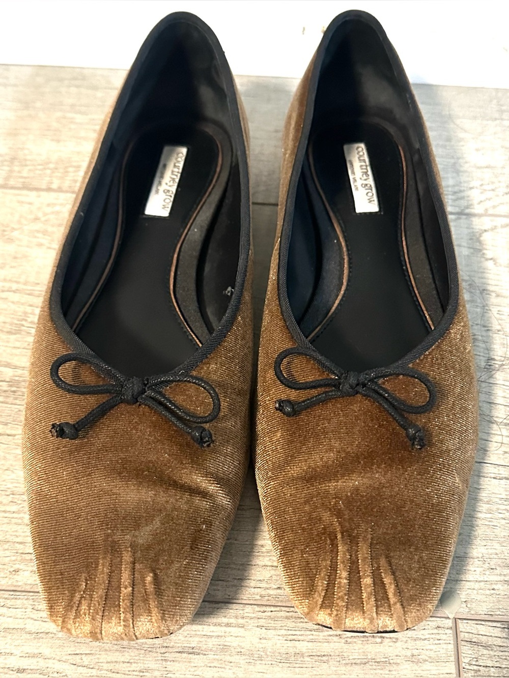 Courtney Grow Antonio Melani Brown/Black Velvet Square Toe Ballet Flats Sz 9